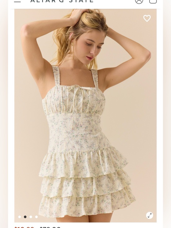 Altar'd State Dresses & Skirts - Altar'd State Cream Floral Tiered Ruffle Mini Dress